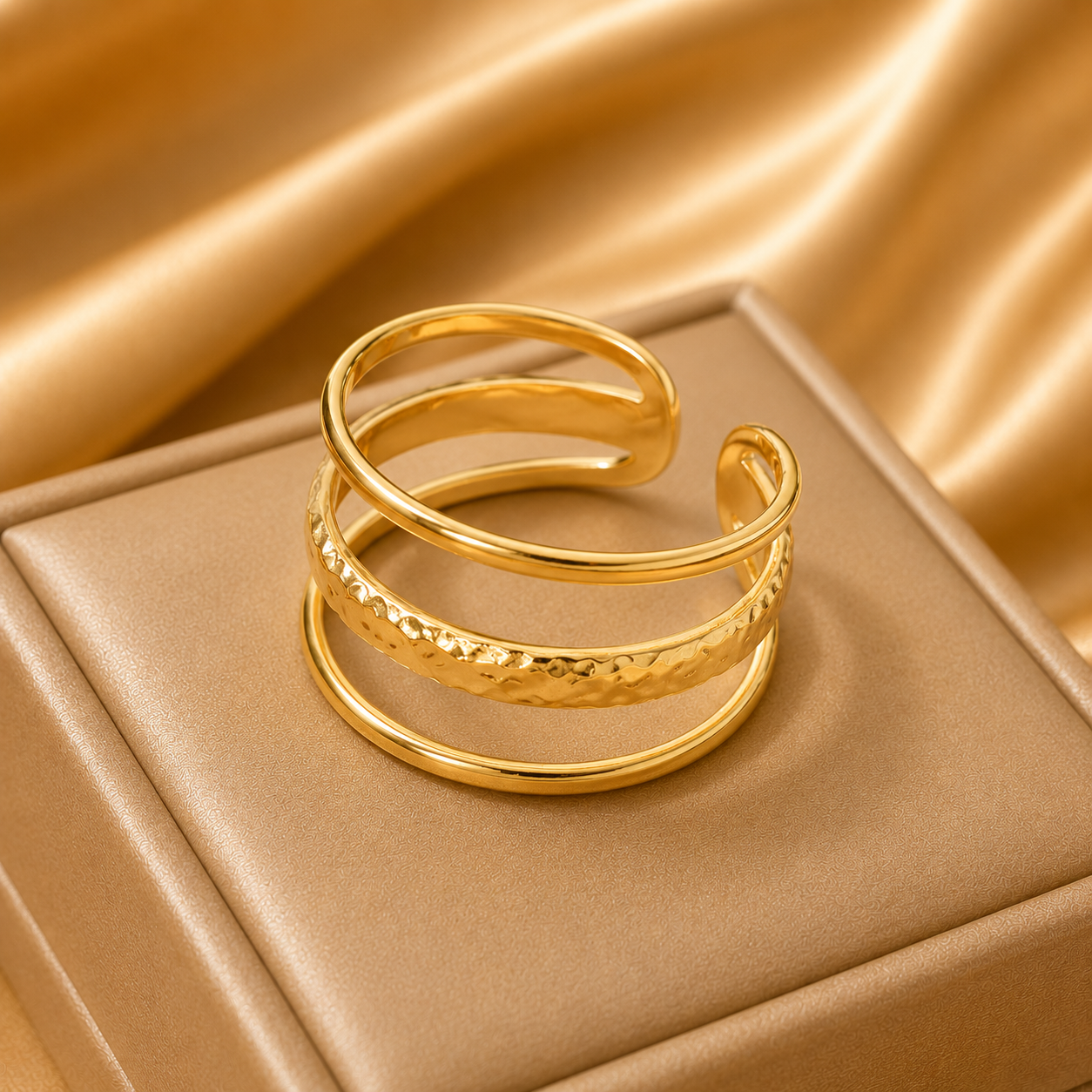 18K Gold Plated Open Adjustable Rings