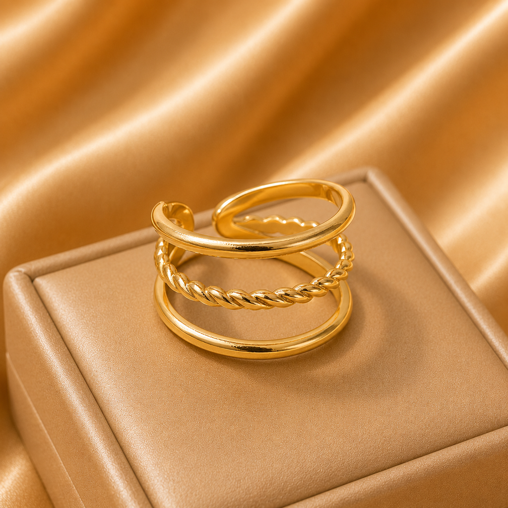 18K Gold Plated Open Adjustable Rings