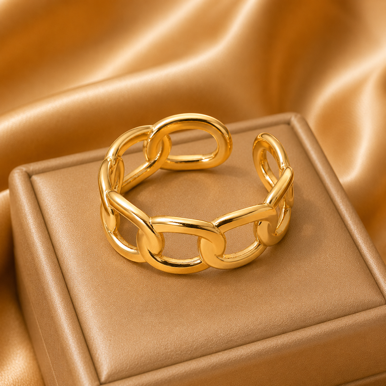 18K Gold Plated Open Adjustable Rings