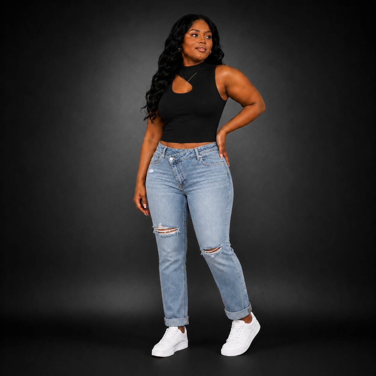 Sleeveless crop mock top