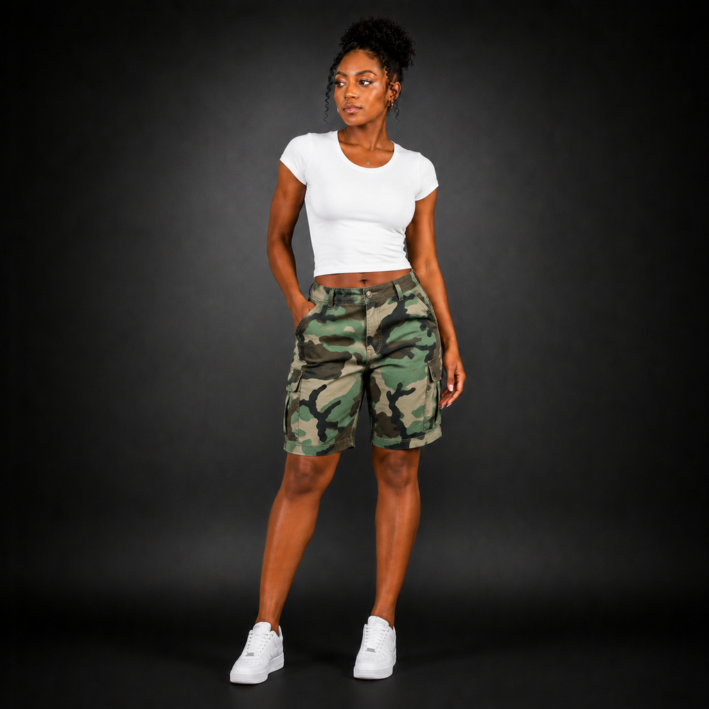 Women cargo shorts with pockets