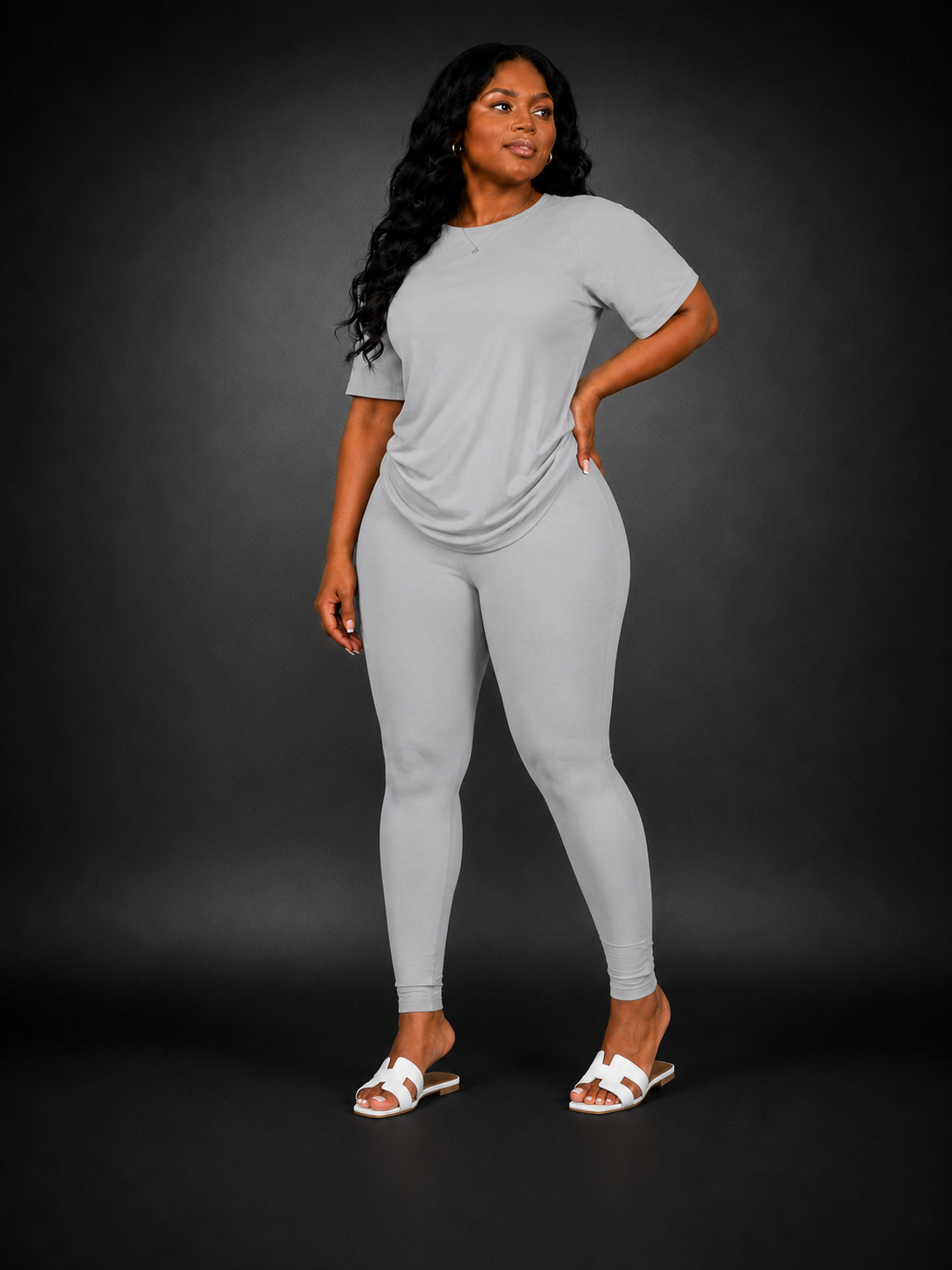 Two piece drop shoulder legging set