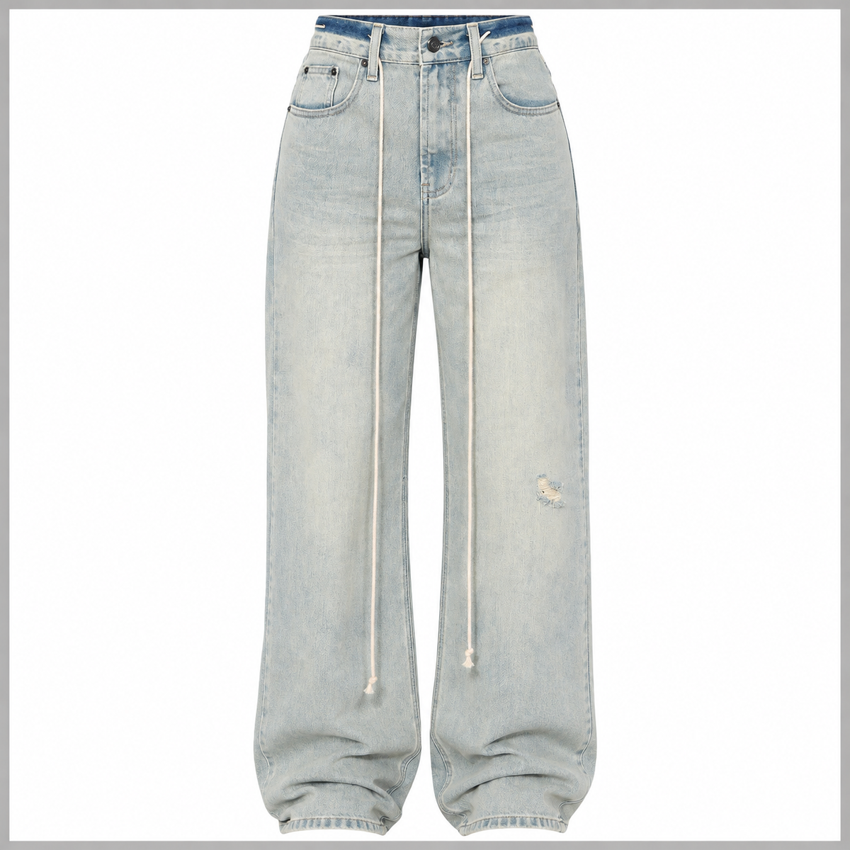 Light Wash Drawstring Jeans