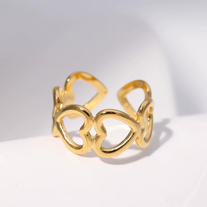 18K Gold Plated Open Adjustable Rings