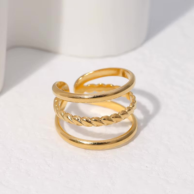 18K Gold Plated Open Adjustable Rings