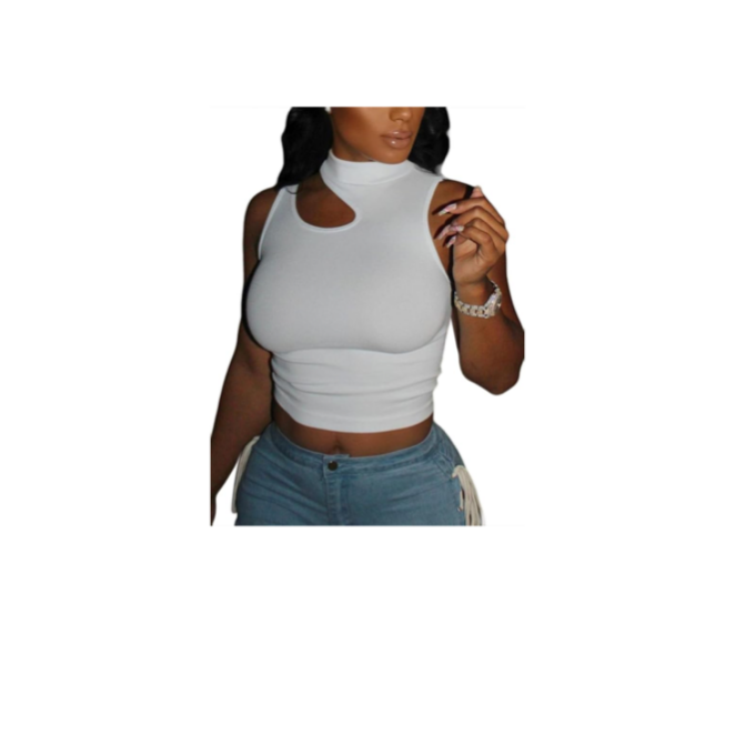 Sleeveless crop mock top