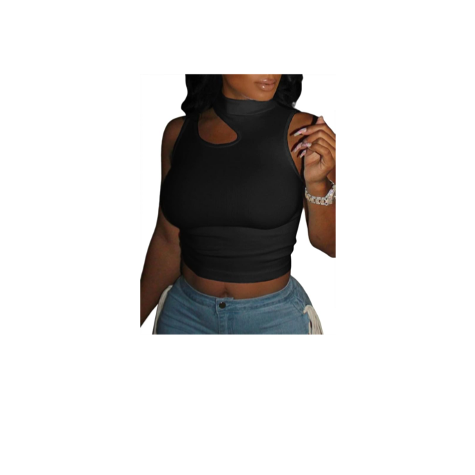 Sleeveless crop mock top