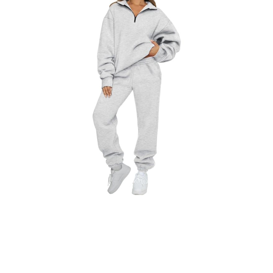 2 Piece half zip pullover sweatsuit